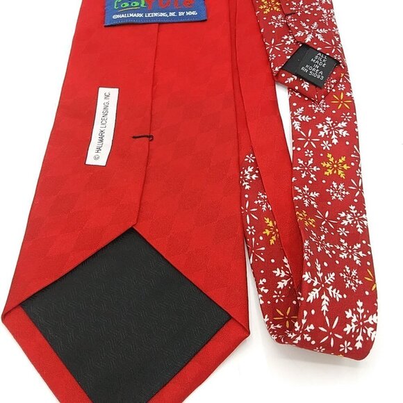 Cool Yule Red Snowman Snowflake Silk Tie Hallmark - Picture 8 of 10